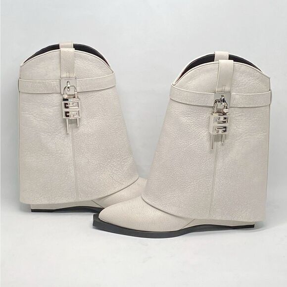 Givenchy Shark Lock Cowboy Ankle Boots In Aged Leather size 39 - Picture 10 of 15